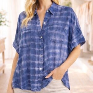 Splendid Navy Tie-Dye Button Down Shirt- Relaxed Fit